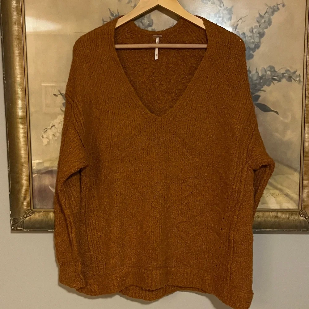 Free People Oversized V-Neck Alpaca‎ Blend Sweater XS